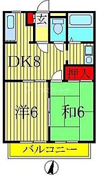 ロイヤルクレスト初石 2DKの間取図画像