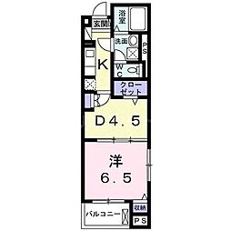 オークリーフビレッジ 1DKの間取図画像