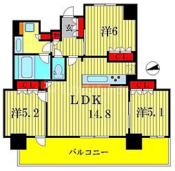 ライオンズタワー柏 3LDKの間取図画像