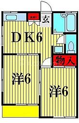 モンシェリー逆井A 2DKの間取図画像