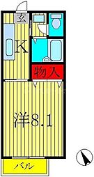 MKパル 1Kの間取図画像