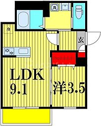 つばめハウス南流山 1LDKの間取図画像