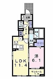 クラシオン 1LDKの間取図画像