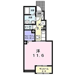 ラッフィナート 1Kの間取図画像