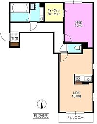 ベルクレール 1LDKの間取図画像