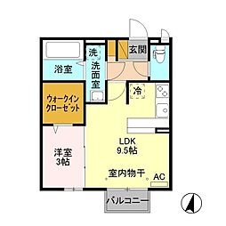 ラ・リヴィエール 1LDKの間取図画像