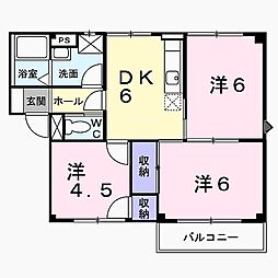 プラドール今野2 3DKの間取図画像