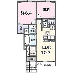プラッツ・ルーエ 2LDKの間取図画像