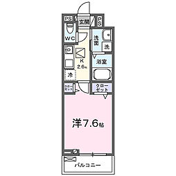 ゼフィールII 1Kの間取図画像