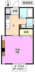 コーポドンキホーテ 1Kの間取図画像