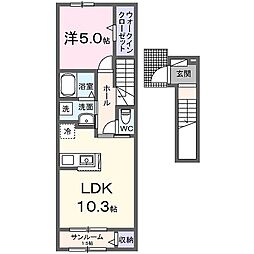 アルバーダ26B 1LDKの間取図画像
