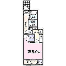 アルバーダ26A 1Kの間取図画像
