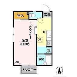 ハイツ信楽B 1Kの間取図画像