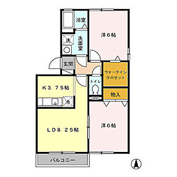 グランコート並柳A 2LDKの間取図画像