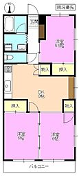 長丘タウンハウス 3DKの間取図画像