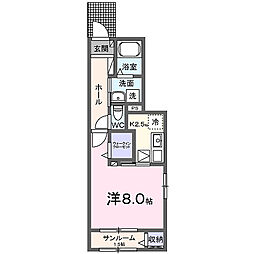 アルバーダ26A 1Kの間取図画像