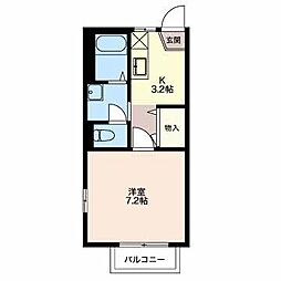 ディアスＫ 1階1Kの間取り