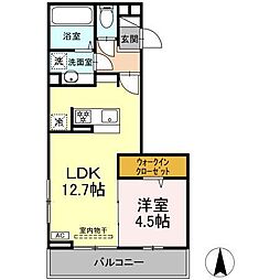 ＴＨＲＥＥ 2階1LDKの間取り