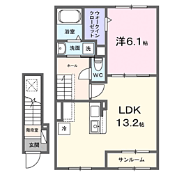 ルミナス・スターズ 203 2階1LDKの間取り