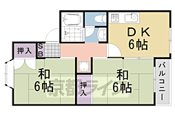 スイートム松陽C 2DKの間取図画像