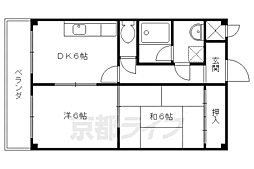 ラーク安田 2DKの間取図画像
