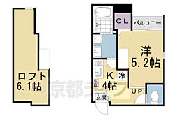 ハーモニーテラス栗栖野華ノ木町 1Kの間取図画像