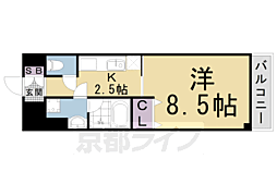 プリモレガーロ西京極 1Kの間取図画像