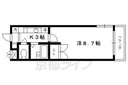 西陣の中 1Kの間取図画像