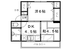 長岡マンション 2DKの間取図画像
