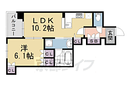リーガル京都堀川五条通り 1LDKの間取図画像