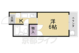 第2コーポ北村 1Kの間取図画像