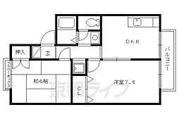 セジュール・ミズ 2DKの間取図画像