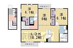 Kafuu東向日 3LDKの間取図画像