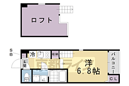 フォワード観月橋 ワンルームの間取図画像