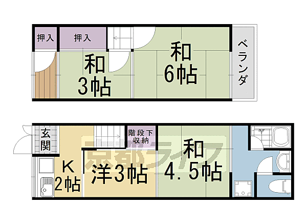 嵯峨野神ノ木町貸家 A｜京都府京都市右京区嵯峨野神ノ木町(賃貸一戸建4K・--・41.71㎡)の写真 その2