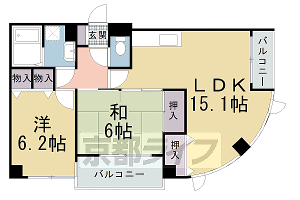 京都府京都市北区上賀茂向縄手町(賃貸マンション2LDK・1階・61.67㎡)の写真 その2