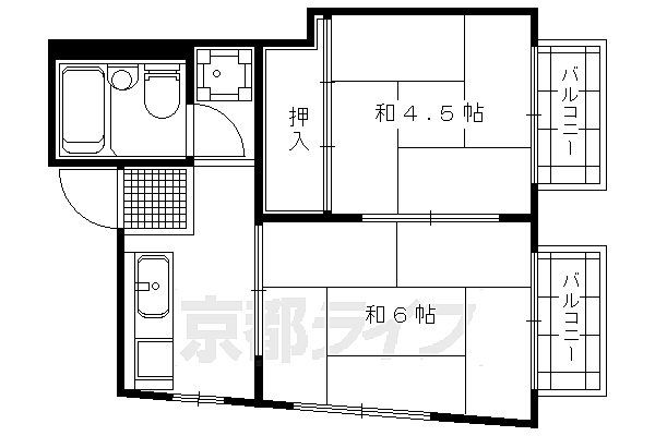 信和フラット 202｜京都府京都市右京区西京極東衣手町(賃貸マンション2K・2階・28.35㎡)の写真 その2