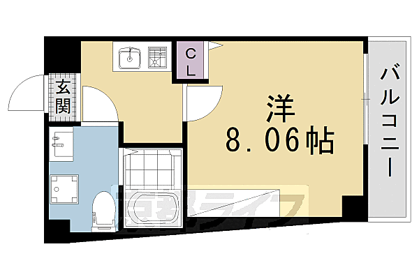 フラッティ千本寺之内北 301｜京都府京都市上京区閻魔前町(賃貸マンション1K・3階・25.05㎡)の写真 その2