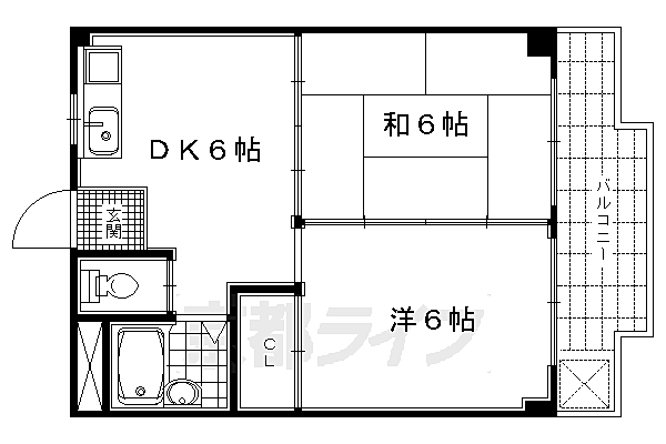 京都府京都市北区上賀茂朝露ケ原町(賃貸マンション2DK・4階・37.26㎡)の写真 その2