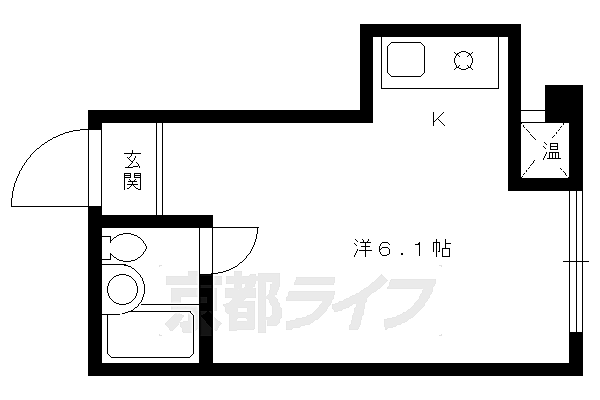 カナーズ洛北 306｜京都府京都市北区鷹峯旧土居町(賃貸マンション1R・3階・12.63㎡)の写真 その2