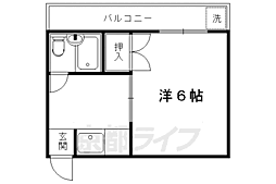 京都市営烏丸線 北山駅 徒歩35分の賃貸マンション 2階1Kの間取り