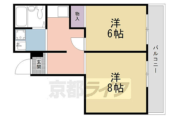 コーポ池端 201｜京都府京都市北区大将軍南一条町(賃貸マンション2DK・2階・40.00㎡)の写真 その2