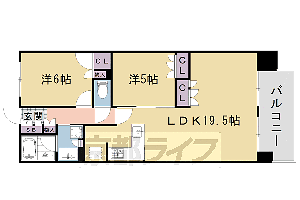 ライオンズ嵯峨天龍寺若宮　西の邸 507｜京都府京都市右京区嵯峨天龍寺若宮町(賃貸マンション2LDK・5階・65.85㎡)の写真 その2