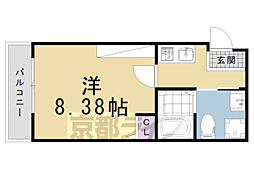 京都市営烏丸線 北山駅 徒歩9分の賃貸マンション 4階1Kの間取り