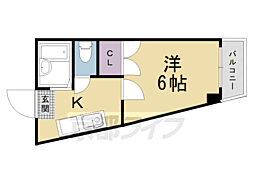 アーバン四条梅ノ宮 4階1Kの間取り