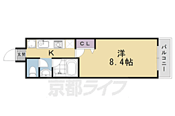 グロリアス八条 2階1Kの間取り