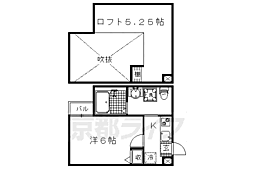 京都市営烏丸線 今出川駅 徒歩12分の賃貸マンション 2階1Kの間取り