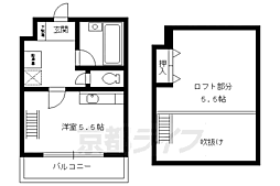 京都市営烏丸線 今出川駅 徒歩6分の賃貸マンション 3階1DKの間取り