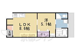西院春栄町貸家 1LDKの間取り