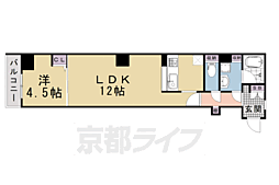 京都市営烏丸線 四条駅 徒歩7分の賃貸マンション 3階1LDKの間取り